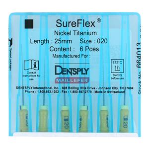 SureFlex Hand File 25 mm Size 20 Nickel Titanium Yellow 6/Bx