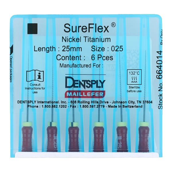 SureFlex Hand File 25 mm Size 25 Nickel Titanium Red 6/Bx