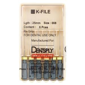 Hand K-File 25 mm Size 8 Stainless Steel Grey 6/Pk