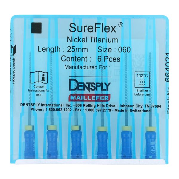 SureFlex Hand File 25 mm Size 60 Nickel Titanium Blue 6/Bx