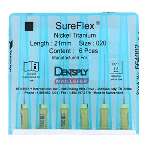 SureFlex Hand File 21 mm Size 20 Nickel Titanium Yellow 6/Bx