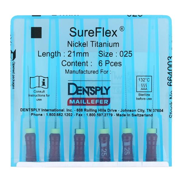 SureFlex Hand File 21 mm Size 25 Nickel Titanium Red 6/Bx