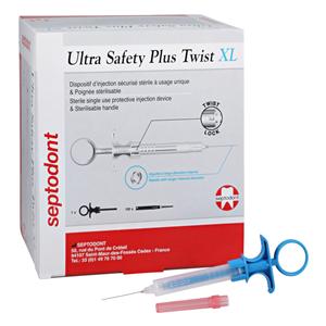 Ultra Safety Plus Twist XL Self Aspirating Syringe 25 Gauge Long Red 100/Bx