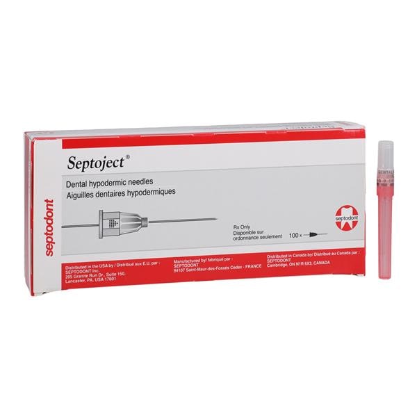 Septoject Needle Plastic Hub 25 Gauge Long Red 100/Bx