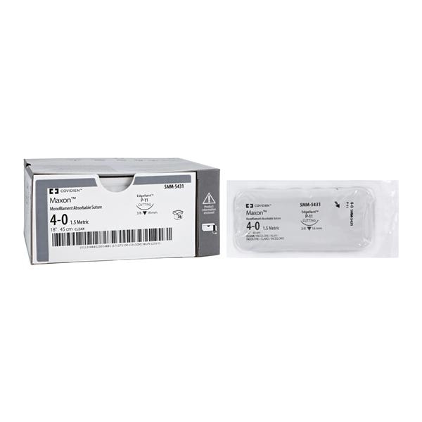 Maxon Suture 4-0 18" Polyglyconate Copolymer Monofilament P-11 Clear 36/Ca