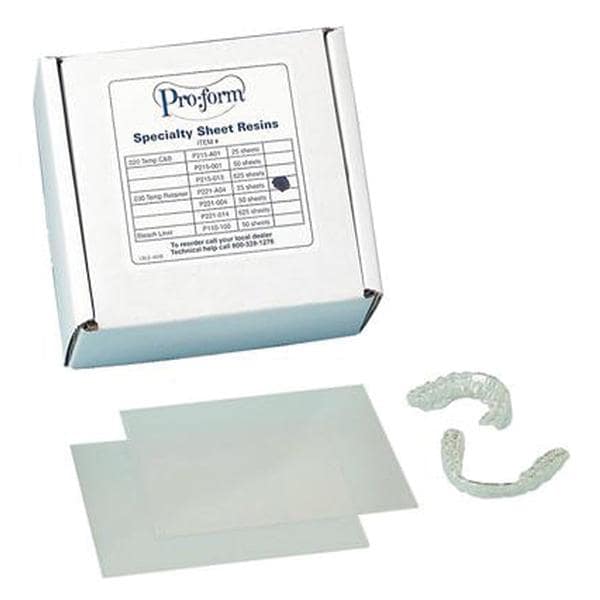 Pro-Form Resin Material Retainer Clear Sheets 5" x 5" .030" 50/Bx