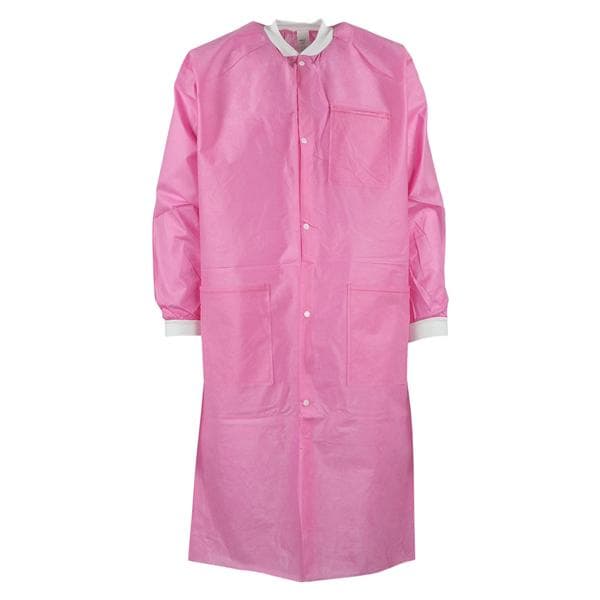 ValuMax Extra-Safe Protective Lab Coat 3 Layer SMS Medium Raspberry 10/Pk