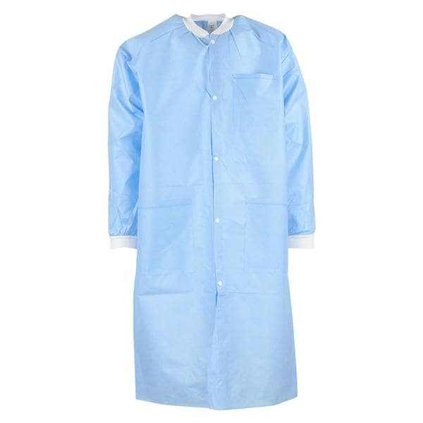 ValuMax Extra-Safe Protective Lab Coat 3 Layer SMS Medium Medical Blue 10/Pk