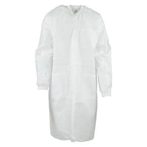 ValuMax Extra-Safe Protective Lab Coat 3 Layer SMS Medium White 10/Pk