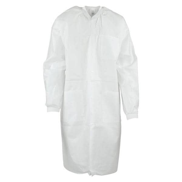 ValuMax Extra-Safe Protective Lab Coat 3 Layer SMS Large White 10/Pk