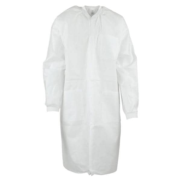 ValuMax Extra-Safe Protective Lab Coat 3 Layer SMS Large White 10/Pk