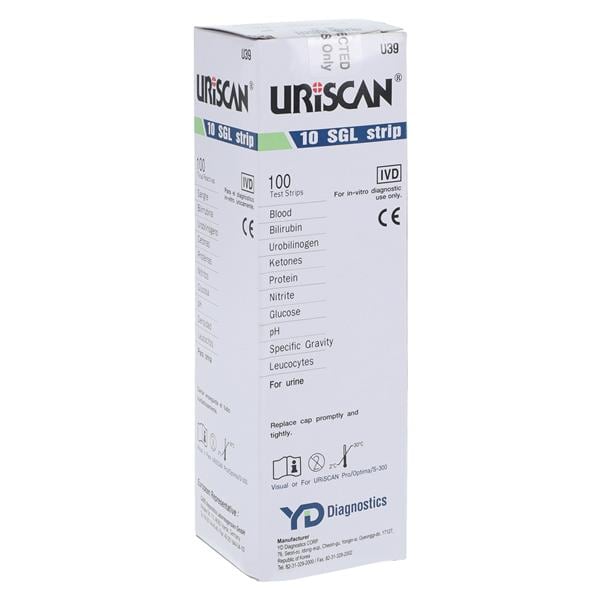 Uriscan 10SGL Urinalysis Test Strip 100/Bx