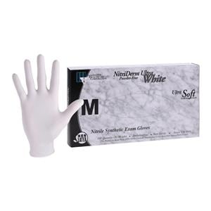 NitriDerm Ultra White Nitrile Exam Gloves Medium White Non-Sterile, 10 BX/CA