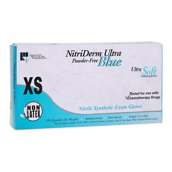 NitriDerm Ultra Blue Nitrile Exam Gloves X-Small Light Blue Non-Sterile