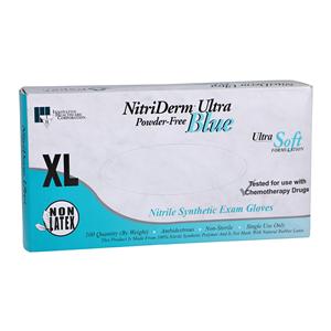 NitriDerm Ultra Blue Nitrile Exam Gloves X-Large Light Blue Non-Sterile, 10 BX/CA