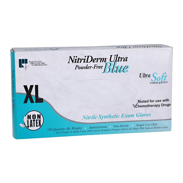 NitriDerm Ultra Blue Nitrile Exam Gloves X-Large Light Blue Non-Sterile, 10 BX/CA