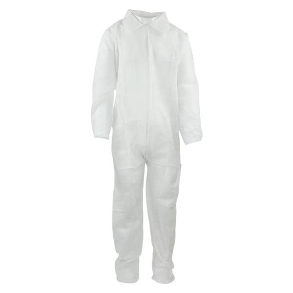 Staff Coverall Spunbonded Polypropylene 2X Large White 5/Bg