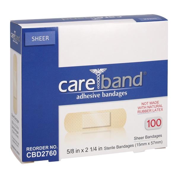 Careband Strip Bandage Fabric .63x2.25" Sheer/Flesh Sterile 100/Bx, 24 BX/CA