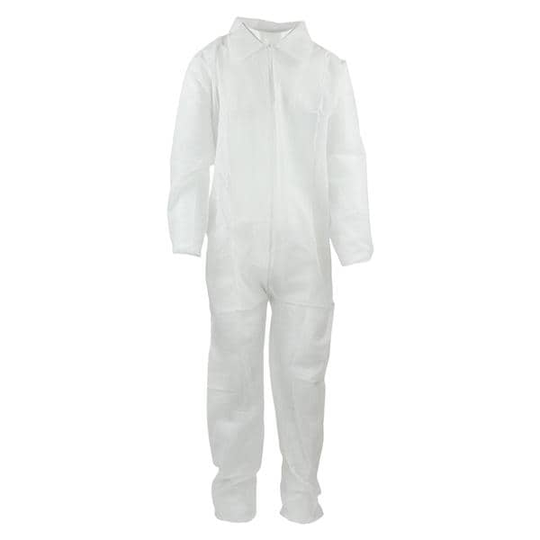 Staff Coverall Spunbonded Polypropylene X-Large White 5/Bg