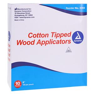 Cotton Tipped Applicator 6" Wood Shaft Non-Sterile 1000/Bx