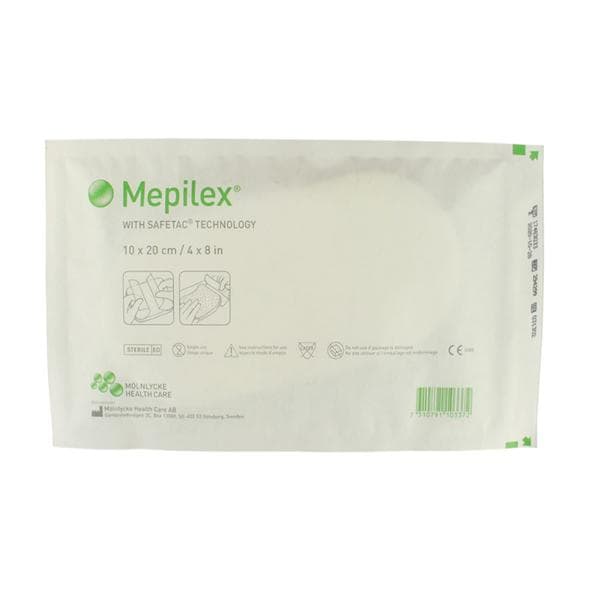 Mepilex Foam Dressing 4x8" Sterile Non-Adherent Self-Adhesive Absorbent LF, 9 BX/CA