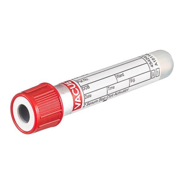 Vacuette Venous Blood Collection Tube Red/White 2.5mL Pull Top Plastic 1200/Ca