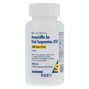 Amoxicillin Oral Suspension 250mg/5mL Fruity Bottle 150mL/Bt