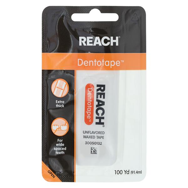 REACH Dentotape Waxed Tape Floss 100 Yards Unflavored Ea, 24 EA/CA