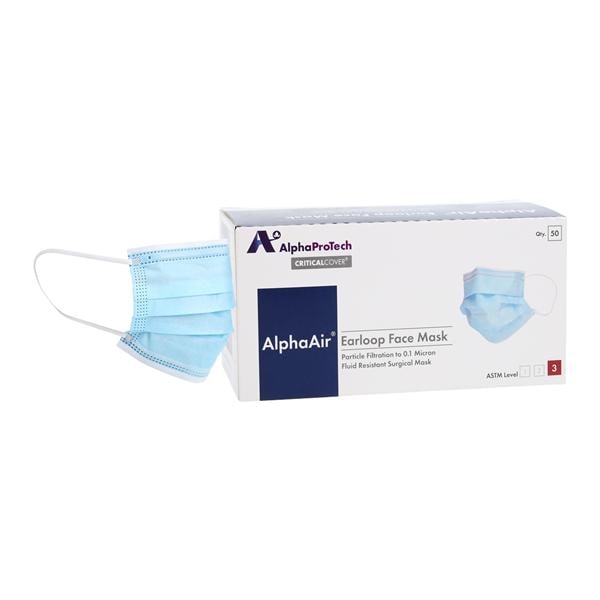 AlphaAir Mask ASTM Level 3 Anti-Fog Blue 50/Bx