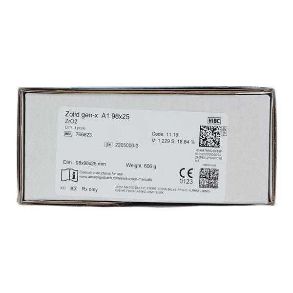 Zolid Gen-X Zirconia Disc A1 98x25 Ea