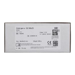 Zolid Gen-X Zirconia Disc D2 98x25 Ea