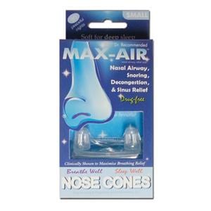 Max-Air Nose Cones Anti-Snoring Airway Relief Clear Small 2/Pk