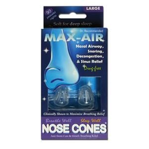 Max-Air Nose Cones Anti-Snoring Airway Relief Clear Large 2/Pk