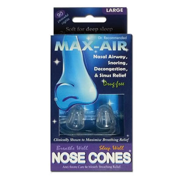 Max-Air Nose Cones Anti-Snoring Airway Relief Clear Large 2/Pk