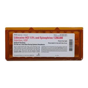 Lidocaine HCl Epinephrine Injection 1.5% 1:200,000 PF Ampule 5mL 10/Package