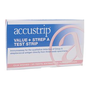 Accustrip Strep A Value+ Strep A Test Strip CLIA Waived 25/Bx