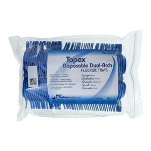 Topex Dual Arch Fluoride Trays Foam Large W/ Lckng Hndls Blue Disposable 50/Pk