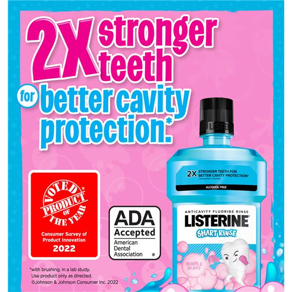 Listerine Smart Rinse Anti-Caries Bubble Gum Mouthwash 500 mL 6/Ca