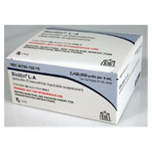 Bicillin L-A Injection 2.4MU Adult Prefilled Syringe 4mL 10/Package