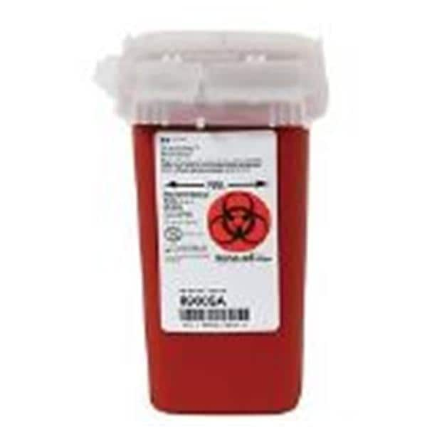 Sharps Container 1qt Red 6.25x4.25x4.25" Transparent Lid Plastic Ea