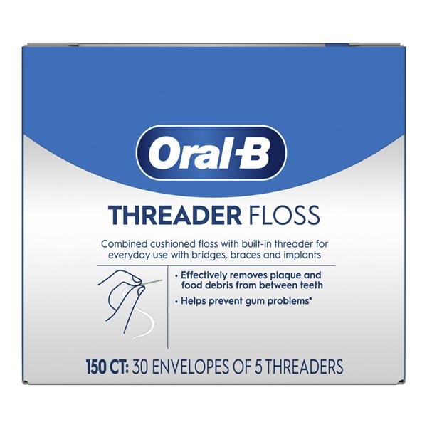 Oral B Floss Threader 30 Envelopes of 5 Threaders 150/Bx