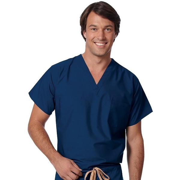 Fashion Seal Scrub Shirt 1 Pocket Set-In Sleeves Small Navy Unisex Ea