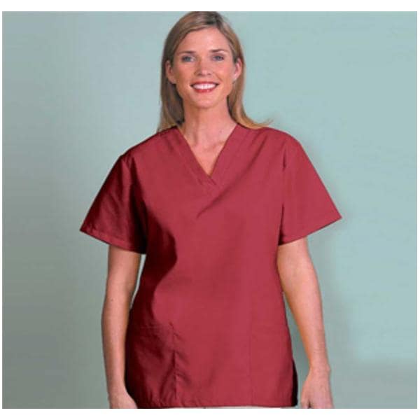 Fashion Poplin Scrub Shirt Womens Small Sangria Ea