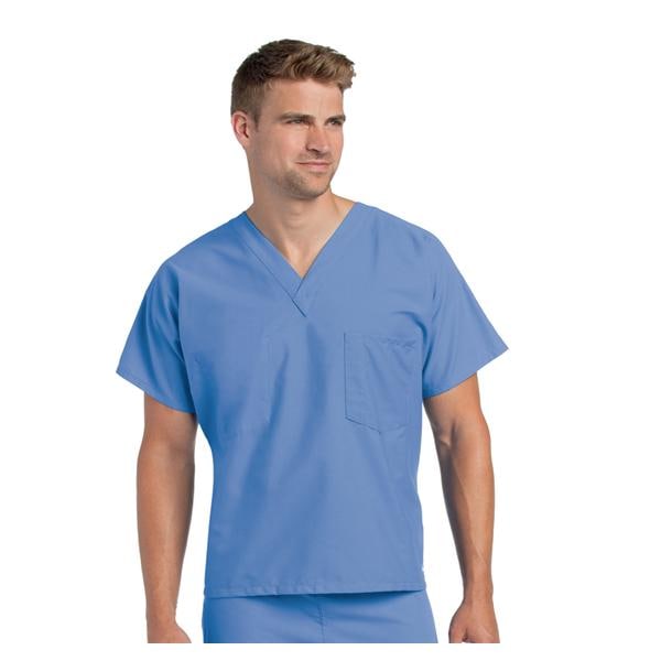 Scrub Shirt V-Neck 1 Pocket Short Sleeves Medium Ceil Blue Unisex Ea