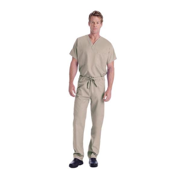 Scrub Shirt V-Neck 1 Pocket Short Sleeves 4X Large Sand Unisex Ea