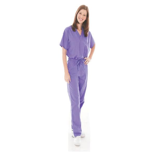 Scrub Shirt V-Neck 1 Pocket Short Sleeves Medium Wisteria Unisex Ea