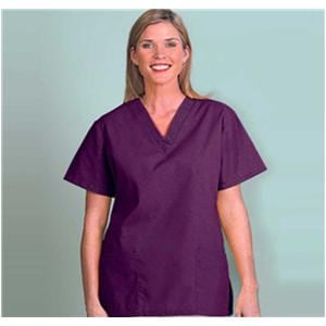 Fashion Poplin Scrub Shirt V-Neck 2 Pockets 2X Large Burgundy Womens Ea