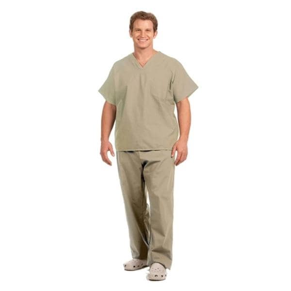 Fashion Seal Scrub Shirt V-Neck 1 Pocket Short Sleeves X-Large Tan Unisex Ea