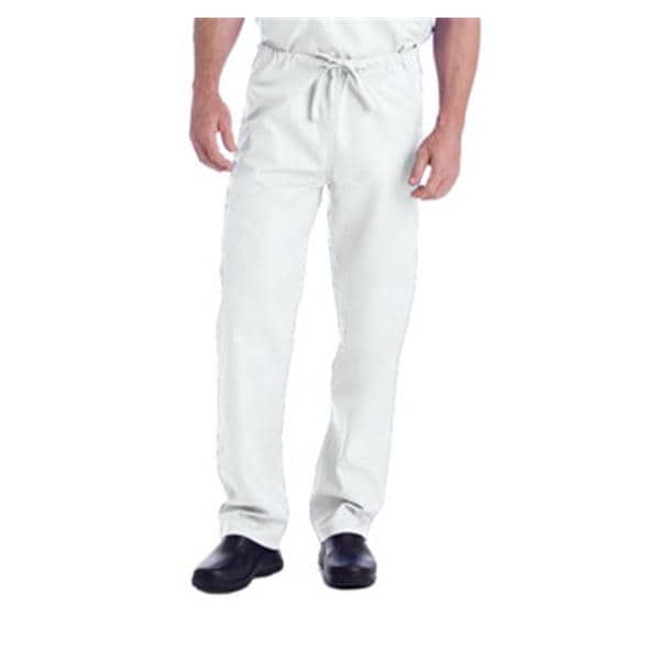 Scrub Pant 65% Polyester / 35% Cotton 2 Pockets Medium White Unisex Ea