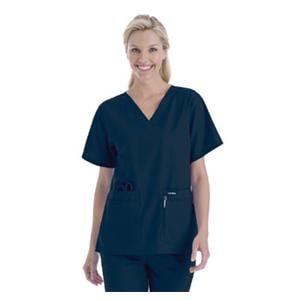 Scrub Shirt V-Neck 4 Pockets Short Sleeves 4X Large Navy Womens Ea